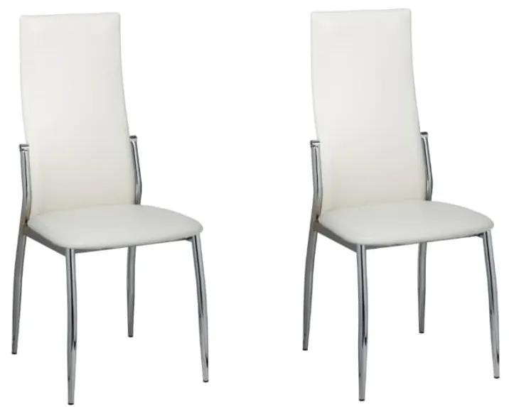 vidaXL Jedálenské stoličky 2 ks, biele, umelá koža