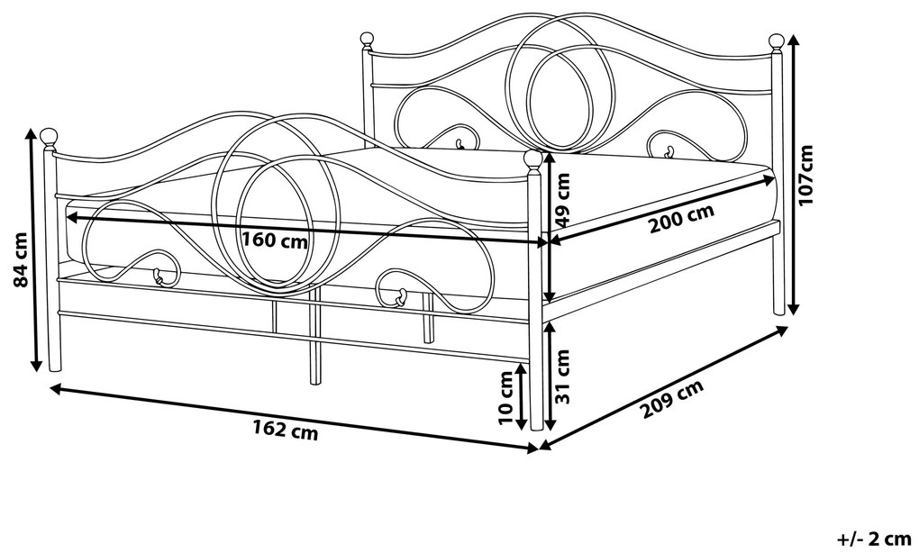 Kovová posteľ 160 x 200 cm čierna LYRA Beliani