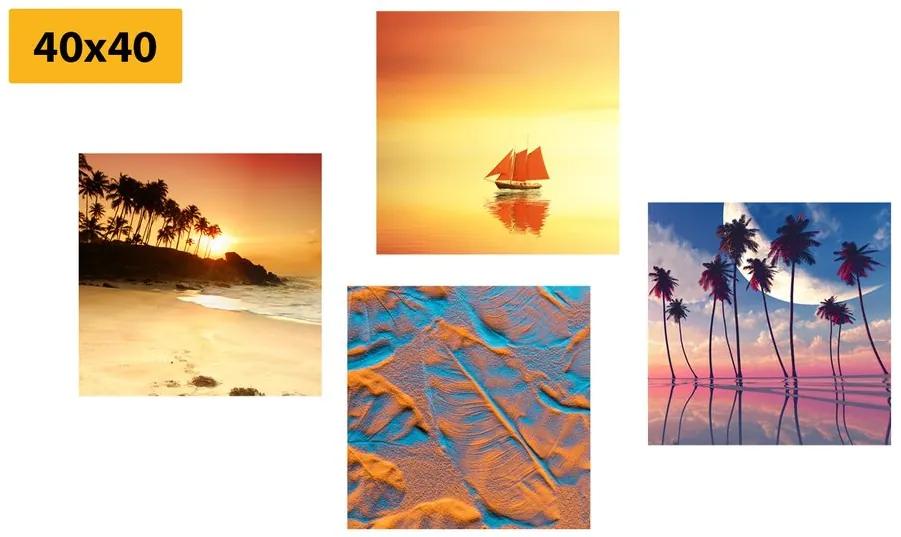 Set obrazov more a pláž v zaujímavých farbách