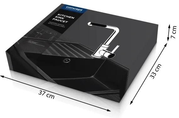 Concept BDG4527BC - Drezová batéria s vysúvacou sprchovou hlavicou 26,9 cm granit/čierna