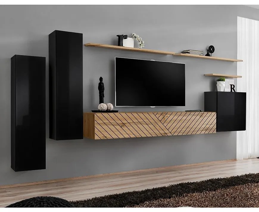 Obývacia Stena Switch I Line Čierna/Wotan