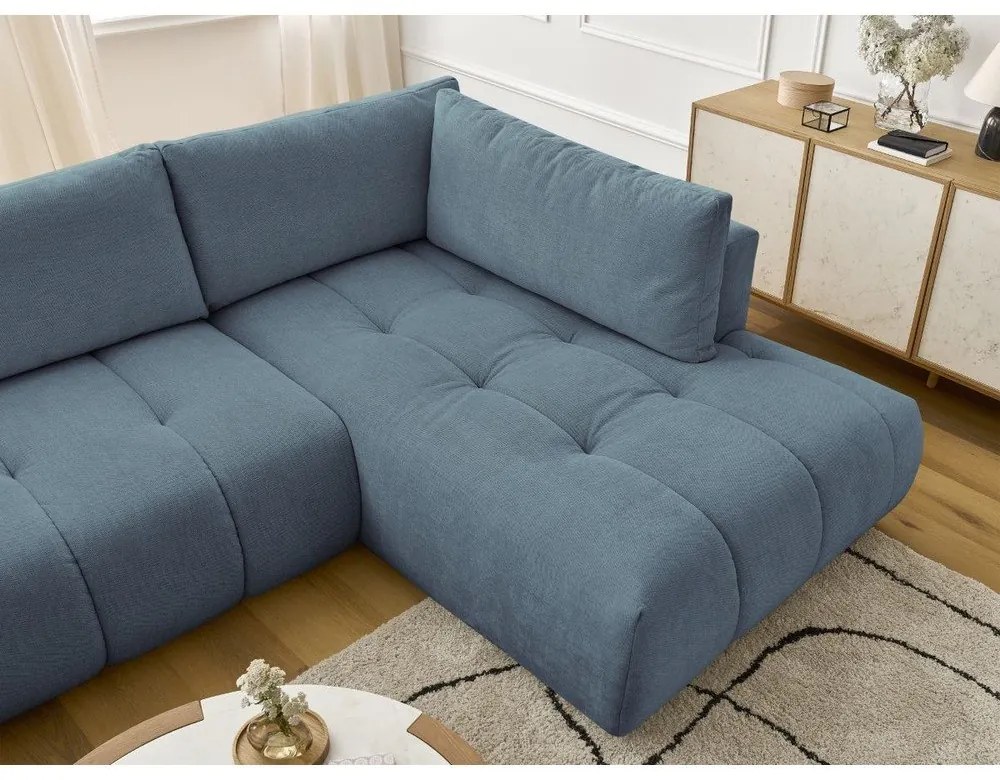 Modrá rozkladacia/s úložným priestorom rohová pohovka (pravý roh/do tvaru "U") Fuji – Bobochic Paris