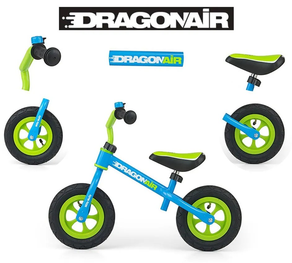 Detské odrážadlo kolo Milly Mally Dragon Air blue