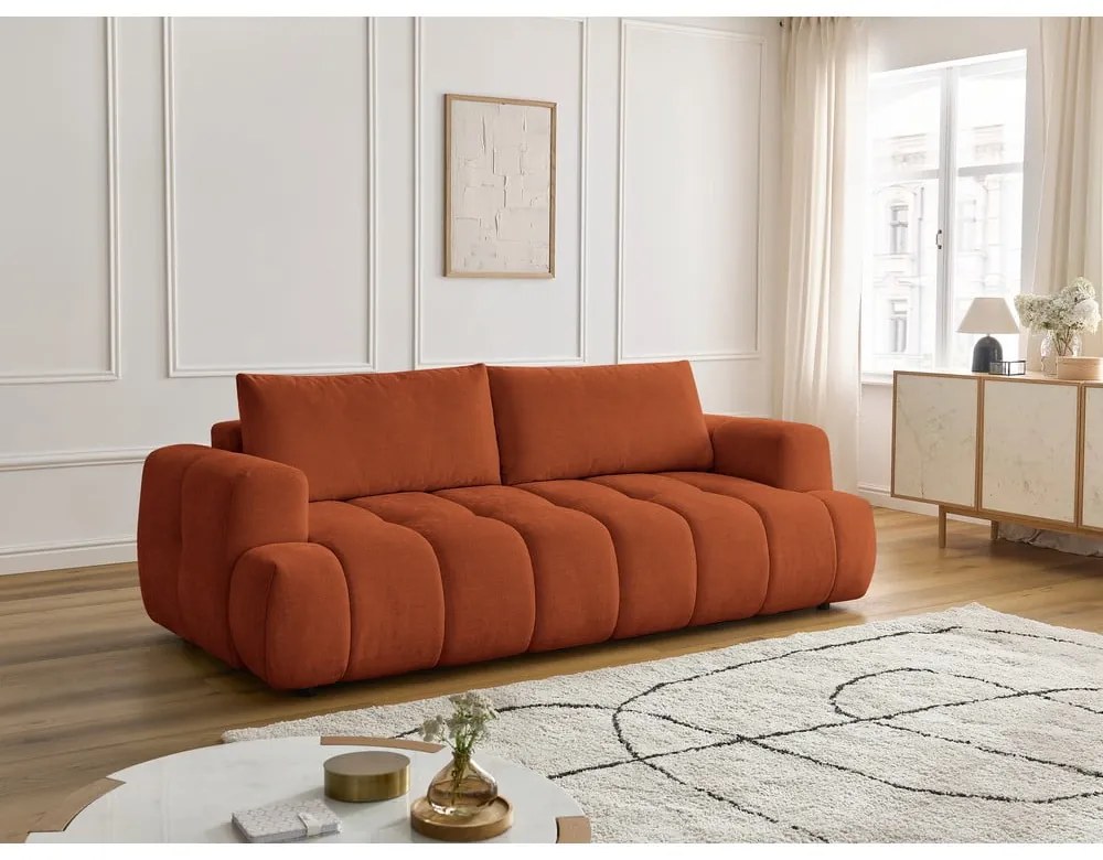 Rozkladacia/s úložným priestorom pohovka v tehlovej farbe 251 cm Fuji – Bobochic Paris