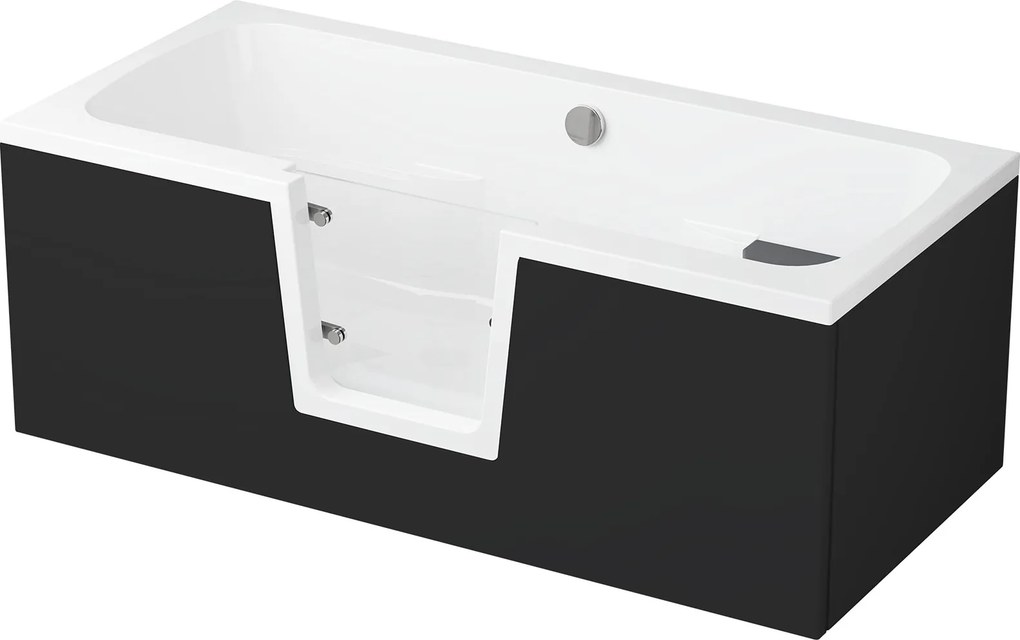 Vaňa s dvierkami Polimat OVI 160x75 ĽAVÁ bez čelného krycieho panelu + vaňový sifón automat s prepadom VABPS-ZU 70
