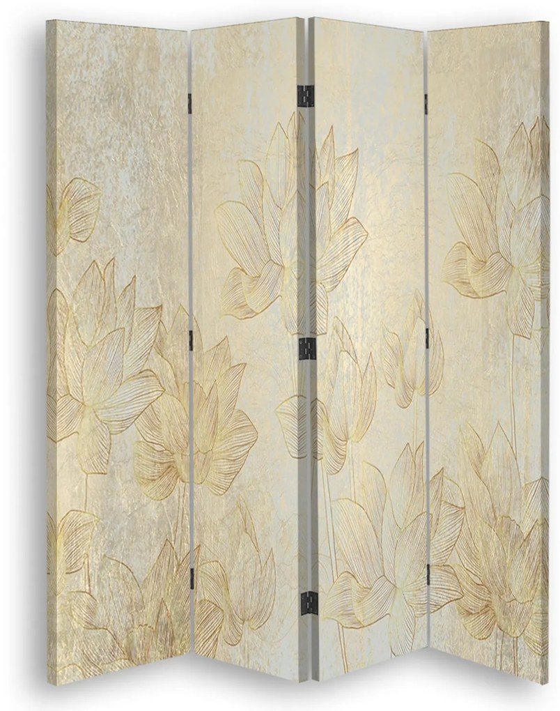 Gario Paraván Zlaté kvety Rozmery: 145 x 170 cm, Prevedenie: Klasický paraván