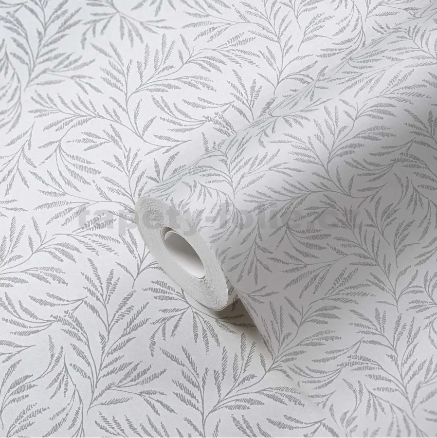 Vliesové tapety na stenu Alpha 33326-1, rozmer 10,05 m x 0,53 m, florálny vzor strieborný na svetlo sivom podklade, A.S. CRÉATION