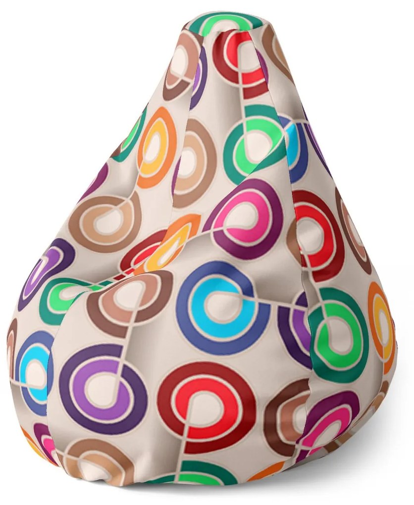 Sablio Sedací vak Pear Farebné špirály - 140 x 100 x 25 cm
