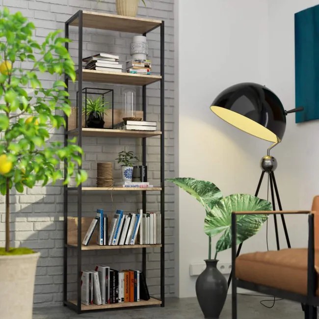 Policový regál 600 čierny / dub sonoma