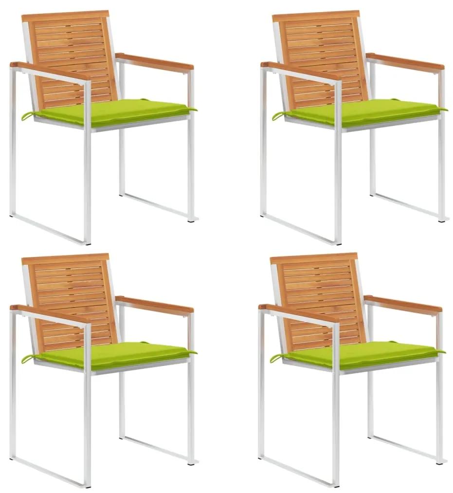 Záhradné stoličky 4 ks s podložkami akáciový masív 3078481