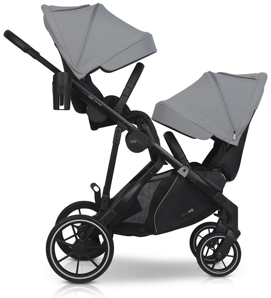 Súrodenecký kočík EasyGo Duoflex Cloudy Gray 2 športové časti