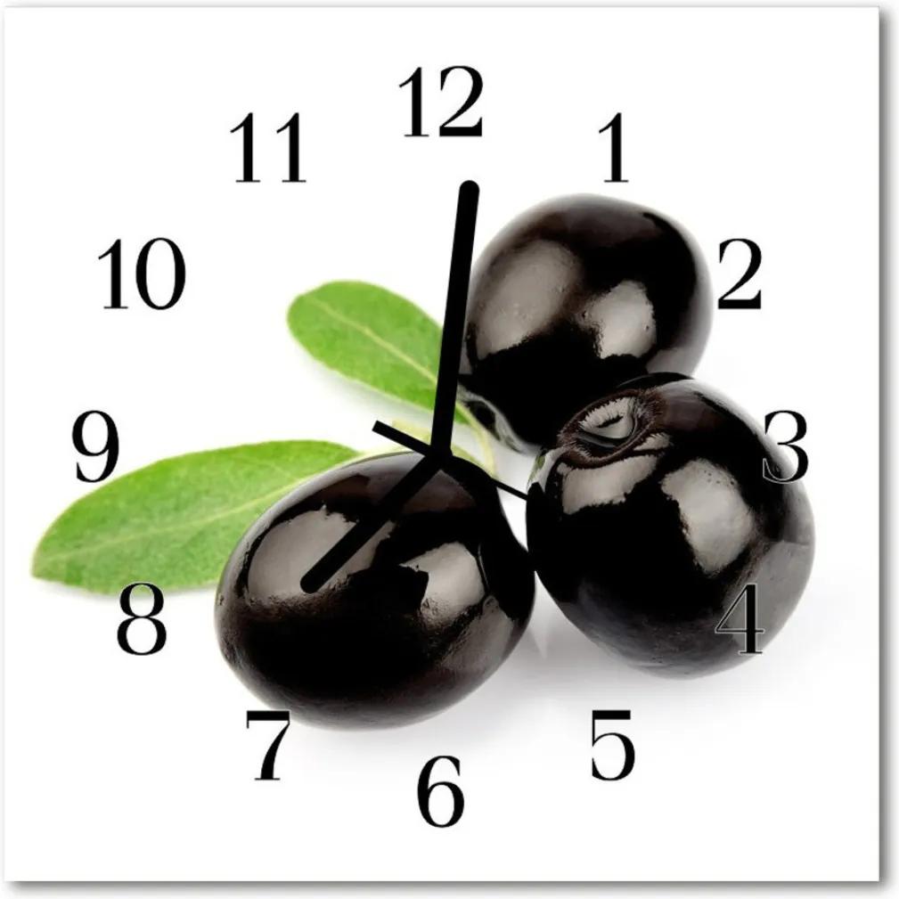 Nástenné sklenené hodiny  olivy