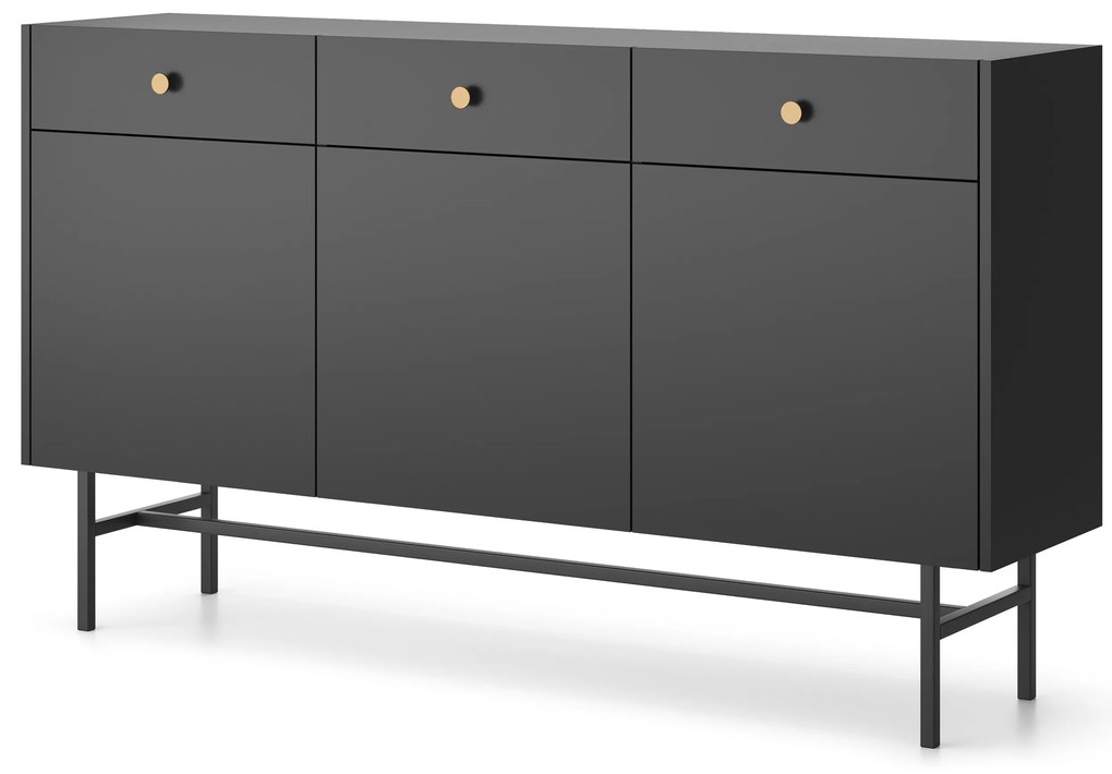 Komoda Desanta 3D3SZ (čierna). Akcia -21%. Vlastná spoľahlivá doprava až k Vám domov. 1082791
