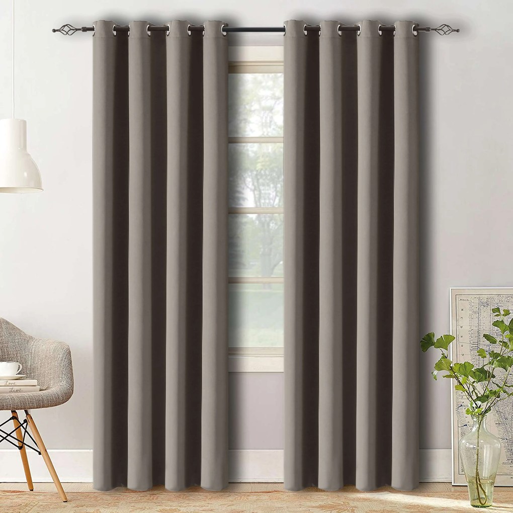 Sivo hnedý záves OXFORD 140x250 cm Zavesenie: Kovové krúžky