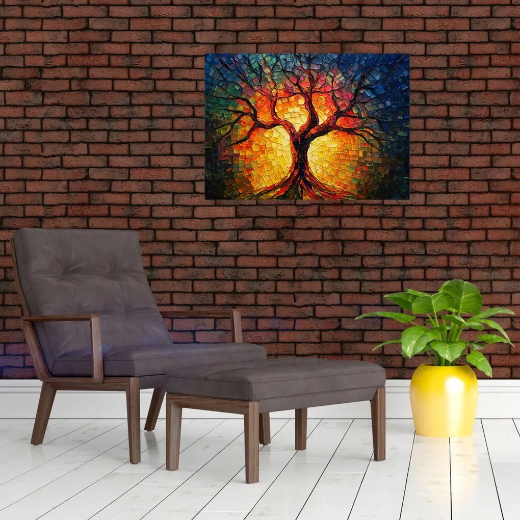 Sklenený obraz - Strom života v mozaike (70x50 cm)