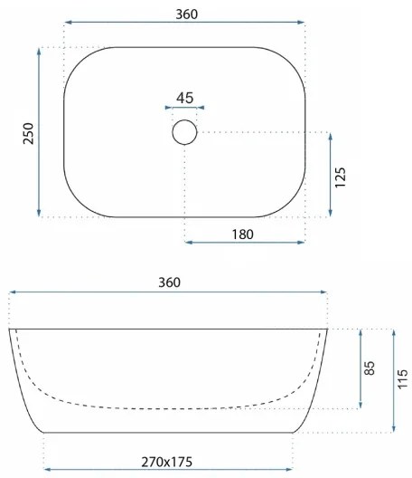 REA-U5667 - Umývadlo na dosku BELINDA MINI 25x36 cm keramika/lesklá biela