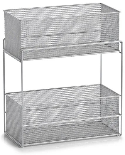 Zeller Present Kovový 2-poschodový zásuvkový box, organizér s 2 košmi, sivá mriežka, MESH