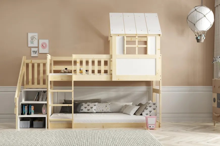 Interbeds Poschodová posteľ Antresola Domček so schodíkmi 200cm x 90cm