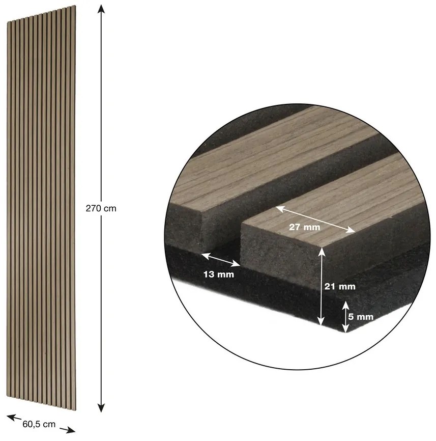 Akustický panel G21 270x60,5x2,1 cm, orech 63910190 2ks