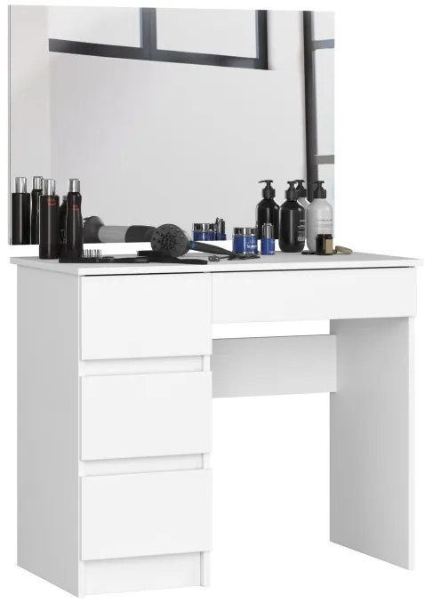 Toaletný stolík so zrkadlom T-6/SL 900x600 ľavý, biely