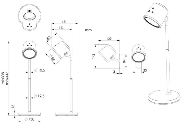 Globo 58454B - LED stmievateľná dotyková stolná lampa MEEYA LED/6W/3,7V čierna