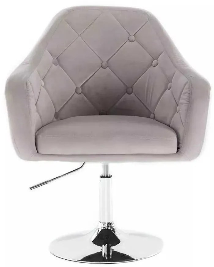 LuxuryForm DESIGN Kreslo ANDORA VELUR na striebornom tanieri - svetlo šedé