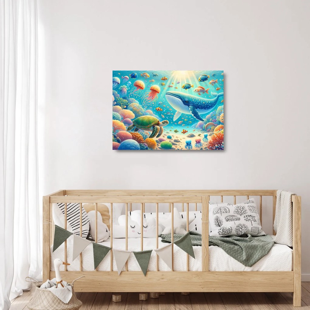 Sklenený obraz - Svet pod hladinou (70x50 cm)