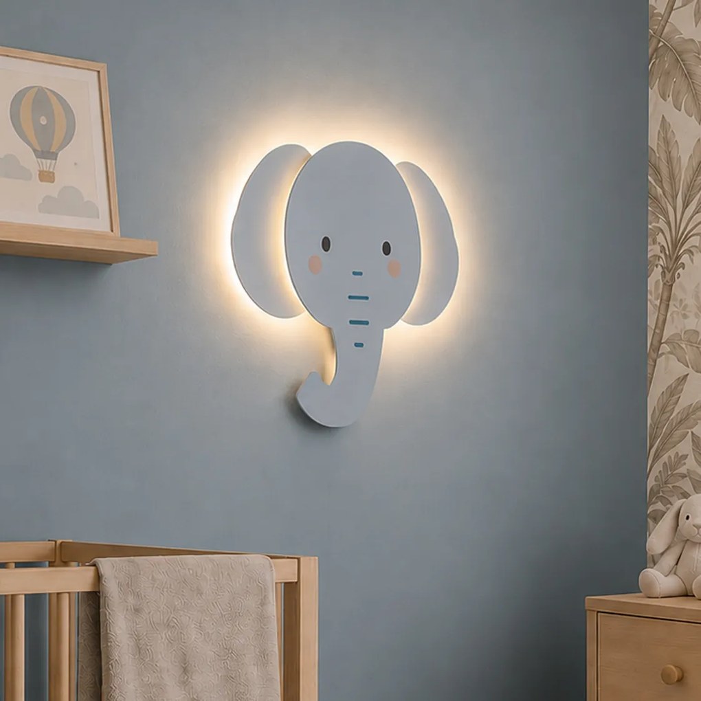 Detská nástenná lampa modrá vrátane LED s 3-stupňovým stmievaním - Ellie the Elephant
