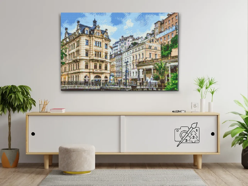 Gario Diamantové maľovanie Karlovy Vary Rozmery: 120 x 80 cm, Rámovanie: Iba zrolované plátno, Diamanty: Štvorcové