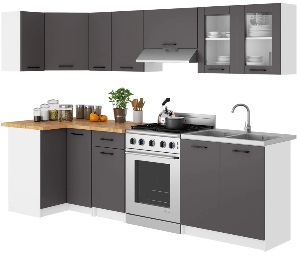 Závesná kuchynská skrinka OLIVIE W 80x58 cm biela mat/grafitovo šedá