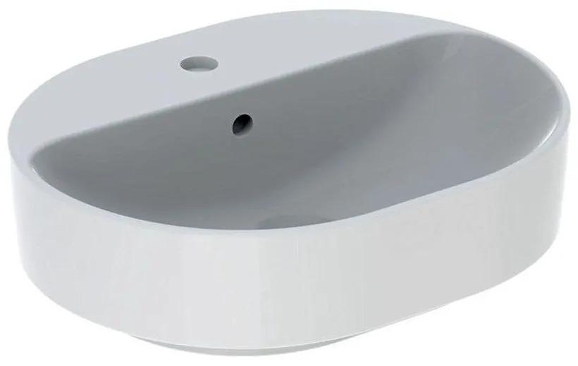 GEBERIT VariForm elipsovité umývadlo na dosku s otvorom, s prepadom, 500 x 400 mm, biela, 500.775.01.2