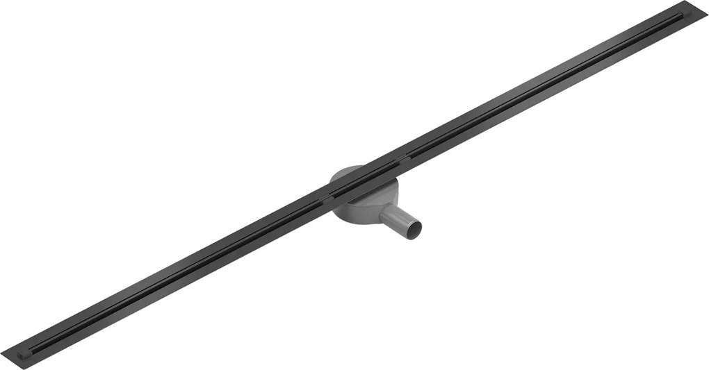 Mexen Flat Super Slim, super tenký odtokový žľab s 360° rotačným sifónom 180 cm, čierna matná, 1751180