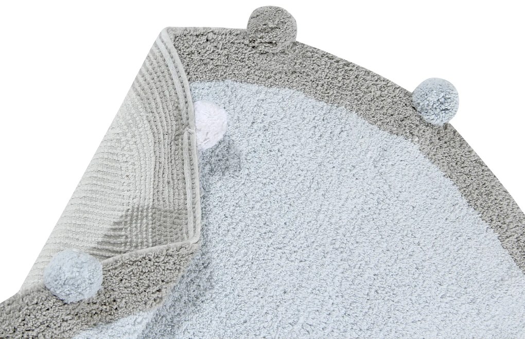 Pre zvieratá: Prateľný koberec Bubbly Soft Blue kruh, 120x120 (priemer) kruh, modrá, obývacia izba, Lorena Canals