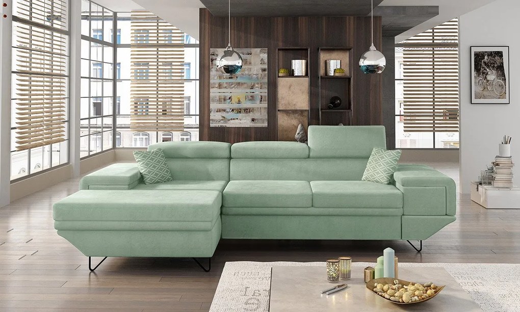 Moderná rohová sedacia súprava Arcadia, Dostupné poťahy: Fresh 34 + Fresh 34 + Senegal 818, Strana: pravá