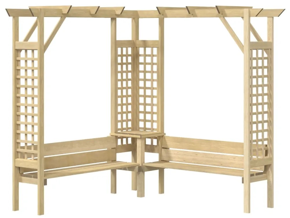 vidaXL Rohová pergola s lavičkou, impregnovaná borovica