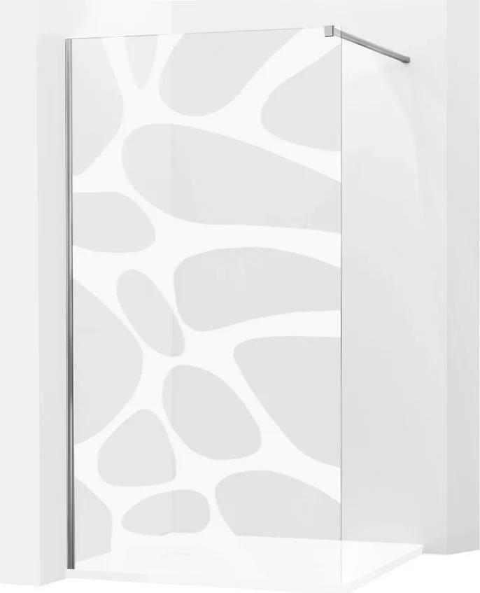 Mexen KIOTO sprchová zástena WALK-IN 8mm, 100x200 cm, biely vzor2, 800-100-000-00-97