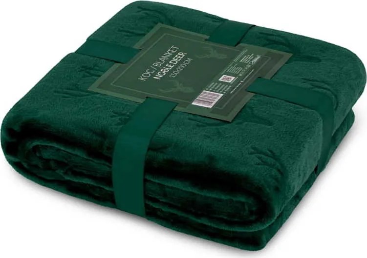 Vianočná deka NOBLE Deer 150x200 cm - tmavo zelená