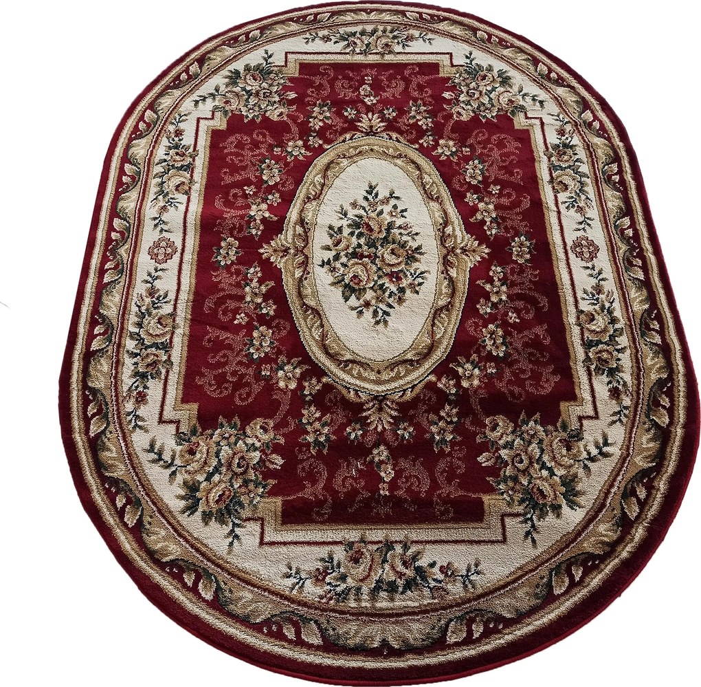 DY Červený oválny koberec s orientálnym vzorom Exclusiv 04 N Rozmer: 160x220 cm