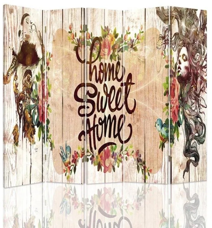 Gario Paraván Nápis Home Sweet Home Rozmery: 180 x 170 cm, Prevedenie: Otočný paraván 360°
