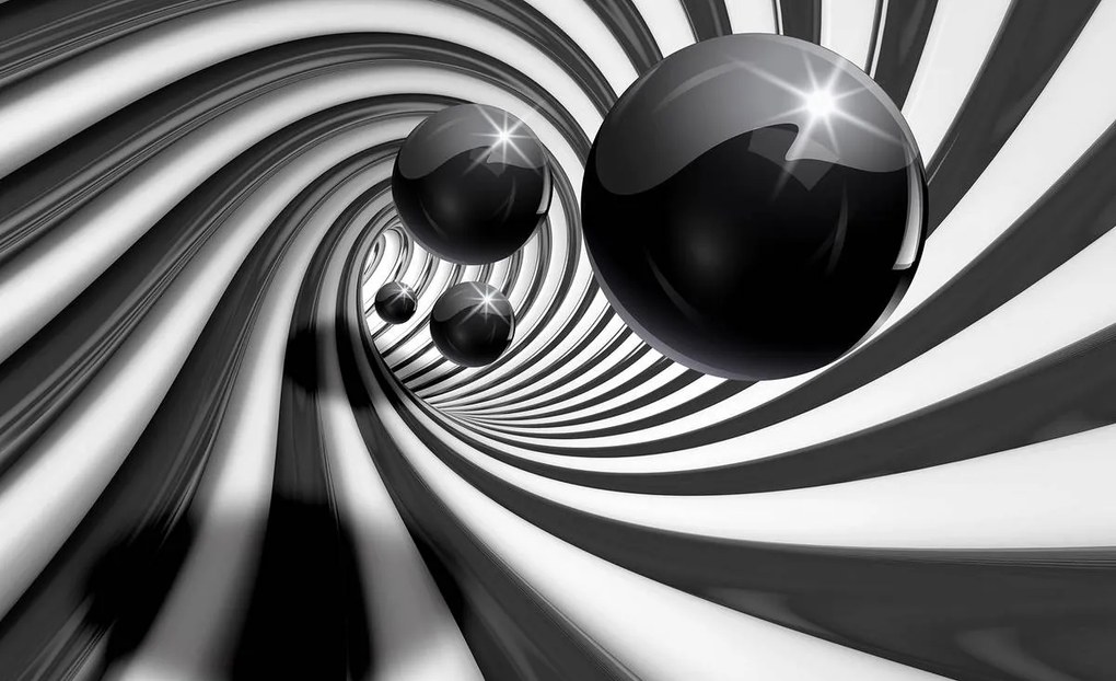 Fototapeta - 3D čiernobiely tunel (152,5x104 cm)