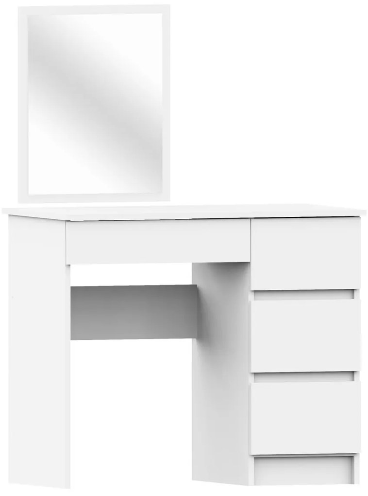 Kozmetický stolík so zrkadlom T-6 90x50 cm biely pravý