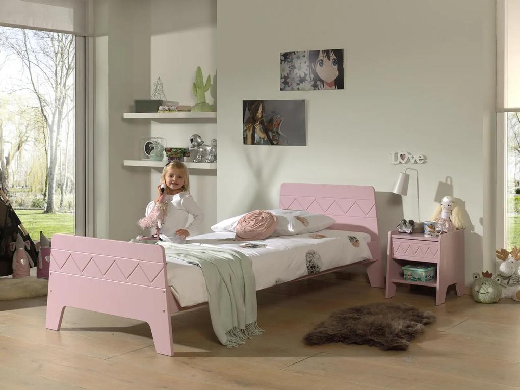 Detská posteľ ružová s nočným stolíkom Winny