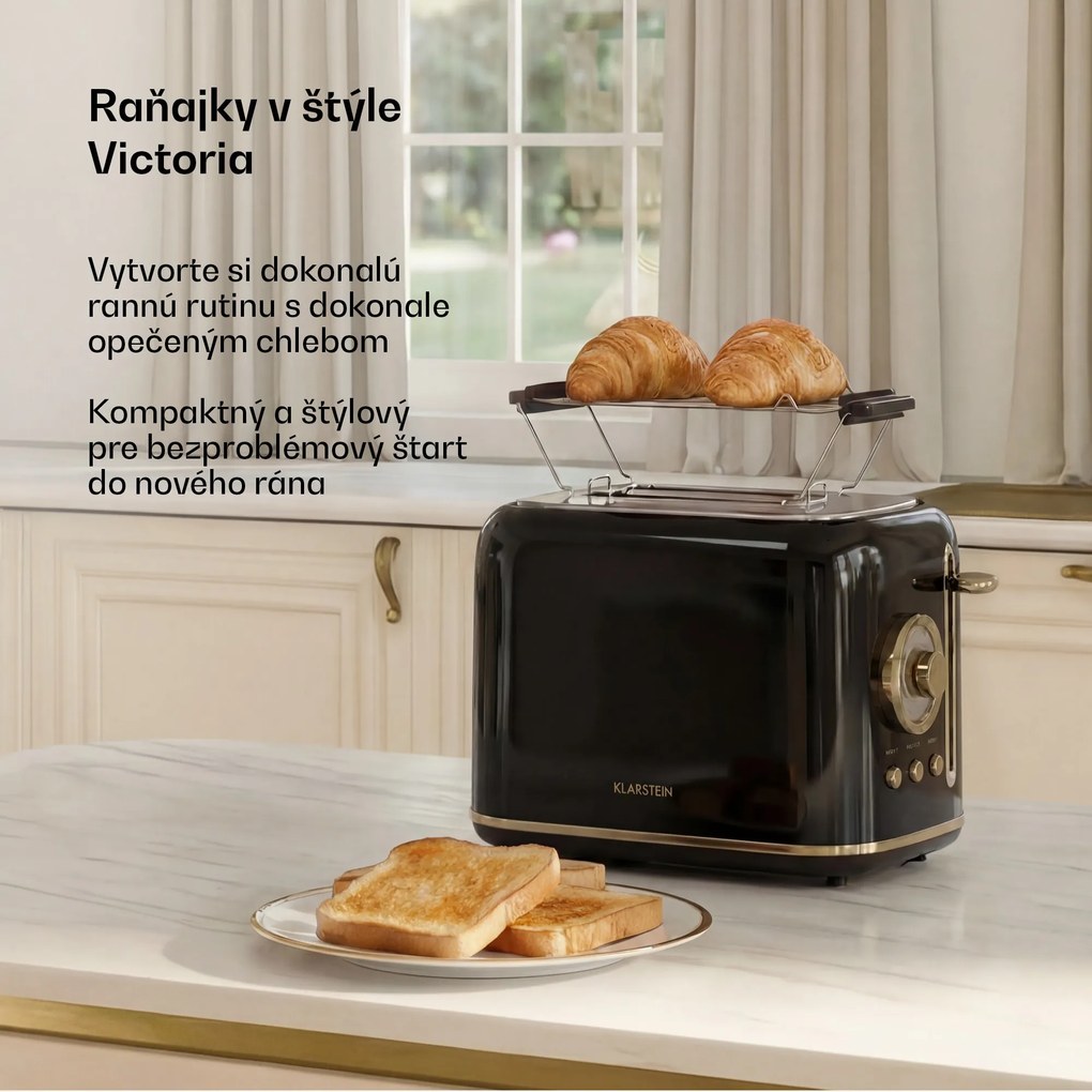 Klarstein Victoria hriankovač | 2-štrbinový | 800 W | 7 úrovní opraženia | držiak na žemle