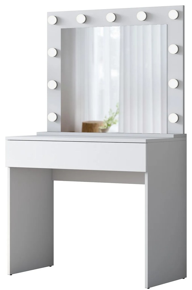 Minimalistický toaletní stolek Alisson II s LED zrcadlem bílý