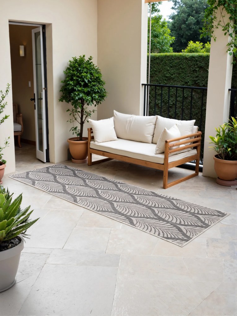 NORTHRUGS, Koberec behúň Duet Liora 106246 White/Gray - na von aj na doma, 80x250, šedá, chodba / predsieň