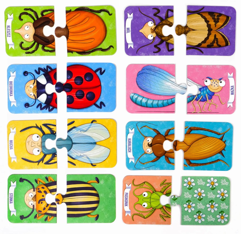 KIK MUDUKO Baby Puzzle Spriateľte sa s hmyzom Ekopuzzle dvojdielne 18m+