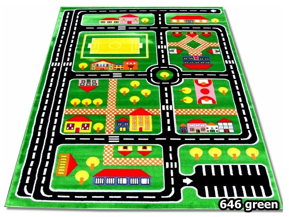 Detský kusový koberec Plán mesta zelený, Velikosti 240x330cm