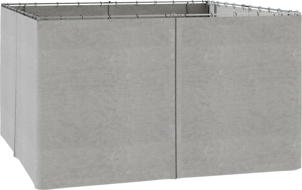 Outsunny 4 bočné panely pre pavilón 3x4m s háčikmi, bočné steny pre záhradný pavilón party stan polyester svetlo šedá 352 x 205 cm | Aosom