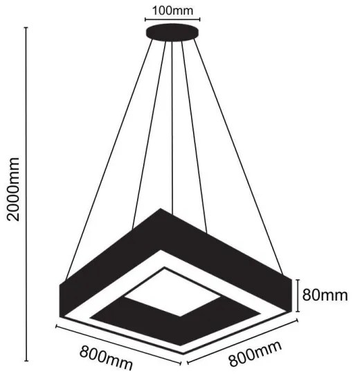 LED Luster na lanku LED/55W/230V 4000K 80x80 cm