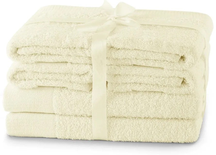 Krémovobiele froté bavlnené uteráky a osušky v súprave 6 ks Amari – Restilo
